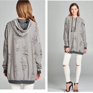 Active USA distressed hoodie size Small Gray